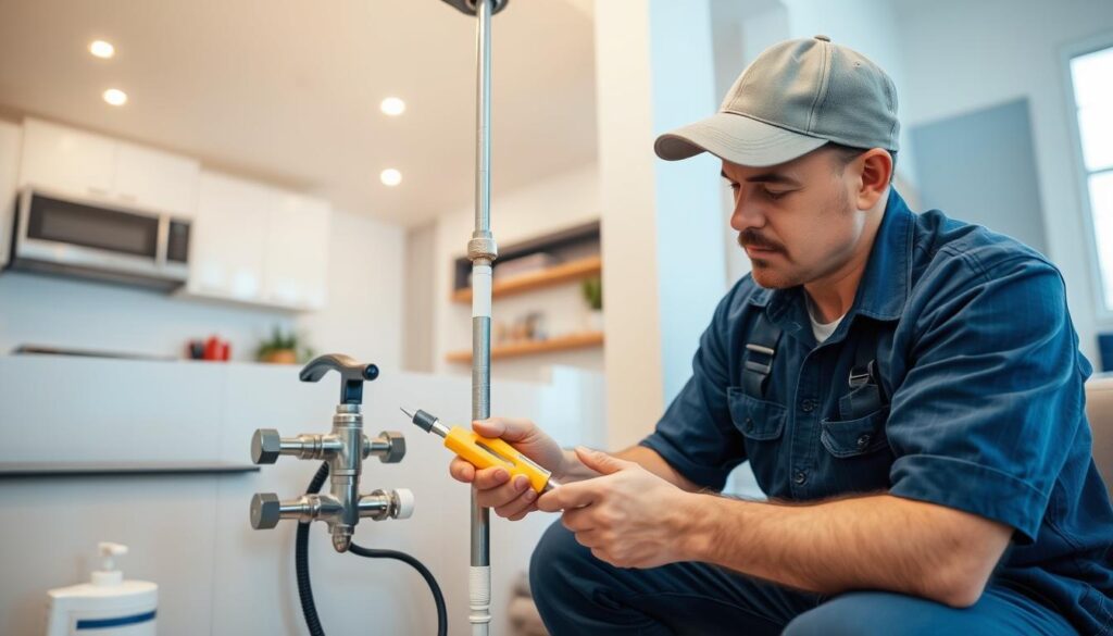 A modern, well-appointed plumbing workshop with the MegaLeads logo prominently displayed on the wall. In the foreground, a plumber examining blueprints and paperwork, surrounded by premium-quality tools and equipment. The middle ground showcases a large, touchscreen display highlighting targeted lead generation metrics and analytics. The background depicts a bustling South African cityscape, hinting at the thriving local plumbing market. Warm, natural lighting illuminates the scene, conveying a sense of professionalism and success. A modern, well-appointed plumbing workshop with the MegaLeads logo prominently displayed on the wall. In the foreground, a plumber examining blueprints and paperwork, surrounded by premium-quality tools and equipment. The middle ground showcases a large, touchscreen display highlighting targeted lead generation metrics and analytics. The background depicts a bustling South African cityscape, hinting at the thriving local plumbing market. Warm, natural lighting illuminates the scene, conveying a sense of professionalism and success.