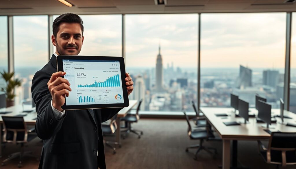 A sleek, modern office setting with a prominent "MegaLeads" logo on the wall. In the foreground, a confident security professional stands, holding a tablet displaying security lead generation analytics. The middle ground features neatly arranged desks and chairs, conveying a professional, well-organized workspace. The background showcases a panoramic city skyline through large windows, bathed in warm, directional lighting that casts subtle shadows. The overall atmosphere is one of transformation, progress, and the power of MegaLeads' premium security lead generation services. A sleek, modern office setting with a prominent "MegaLeads" logo on the wall. In the foreground, a confident security professional stands, holding a tablet displaying security lead generation analytics. The middle ground features neatly arranged desks and chairs, conveying a professional, well-organized workspace. The background showcases a panoramic city skyline through large windows, bathed in warm, directional lighting that casts subtle shadows. The overall atmosphere is one of transformation, progress, and the power of MegaLeads' premium security lead generation services.
