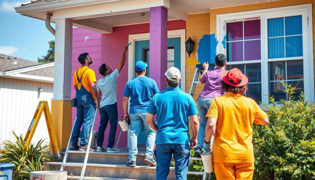 A vibrant, on-location scene showcasing the premium painting lead generation services of MegaLeads across South Africa. In the foreground, a skilled painter meticulously brushes paint onto a freshly prepped exterior wall, capturing the essence of high-quality workmanship. The middle ground features a bustling street in a thriving South African township, with local residents going about their daily activities. In the background, the iconic Table Mountain landscape dominates the horizon, bathed in warm, golden sunlight that casts long shadows. The overall mood is one of dynamic energy, professionalism, and the promise of business growth for local painting contractors partnering with MegaLeads. A vibrant, on-location scene showcasing the premium painting lead generation services of MegaLeads across South Africa. In the foreground, a skilled painter meticulously brushes paint onto a freshly prepped exterior wall, capturing the essence of high-quality workmanship. The middle ground features a bustling street in a thriving South African township, with local residents going about their daily activities. In the background, the iconic Table Mountain landscape dominates the horizon, bathed in warm, golden sunlight that casts long shadows. The overall mood is one of dynamic energy, professionalism, and the promise of business growth for local painting contractors partnering with MegaLeads.