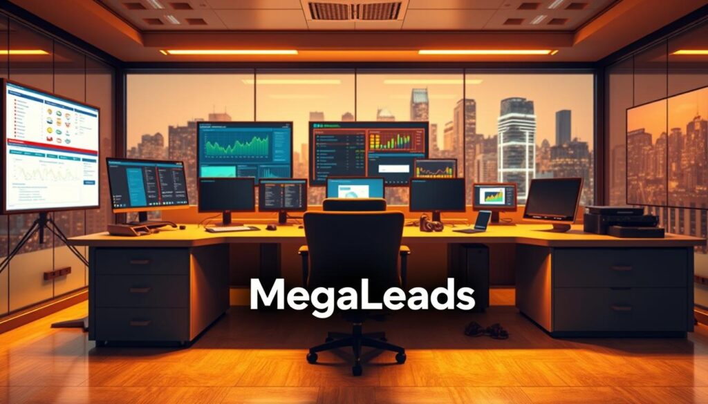 An electrical contractor's lead generation system, showcasing the MegaLeads brand. A modern, sleek office setting with a large desk, multiple screens displaying lead data and analytics, and a sophisticated control panel. Warm lighting illuminates the scene, creating a professional and efficient atmosphere. In the foreground, a stylized illustration of the MegaLeads logo stands as the focal point, emphasizing the company's role in powering the contractor's lead generation efforts. The background features a cityscape, hinting at the wide reach and impact of the lead generation system. Detailed, realistic, and visually striking, this image conveys the power and effectiveness of MegaLeads' premium targeted electrician pay-per-leads solution. An electrical contractor's lead generation system, showcasing the MegaLeads brand. A modern, sleek office setting with a large desk, multiple screens displaying lead data and analytics, and a sophisticated control panel. Warm lighting illuminates the scene, creating a professional and efficient atmosphere. In the foreground, a stylized illustration of the MegaLeads logo stands as the focal point, emphasizing the company's role in powering the contractor's lead generation efforts. The background features a cityscape, hinting at the wide reach and impact of the lead generation system. Detailed, realistic, and visually striking, this image conveys the power and effectiveness of MegaLeads' premium targeted electrician pay-per-leads solution.