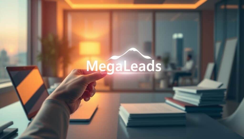 Stylized, cinematic illustration of exclusive accounting leads from MegaLeads in South Africa. Warm, vibrant lighting illuminates a modern office setting with a desk, laptop, and stacks of documents. In the foreground, a person's hand points to a glowing, ethereal representation of "MegaLeads" - the premium lead generation service. The background features a blurred cityscape, conveying a sense of opportunity and growth for South African accounting practices. Soft, diffused focus creates a dreamlike, aspirational atmosphere. Stylized, cinematic illustration of exclusive accounting leads from MegaLeads in South Africa. Warm, vibrant lighting illuminates a modern office setting with a desk, laptop, and stacks of documents. In the foreground, a person's hand points to a glowing, ethereal representation of "MegaLeads" - the premium lead generation service. The background features a blurred cityscape, conveying a sense of opportunity and growth for South African accounting practices. Soft, diffused focus creates a dreamlike, aspirational atmosphere.